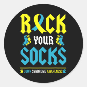 Down Syndrome Awareness Rock Your Socks Trisomy 21 Ronde Sticker