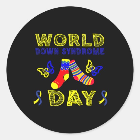Down Syndrome Awareness T21 Rock Uw Sokken Ronde Sticker (Voorkant)