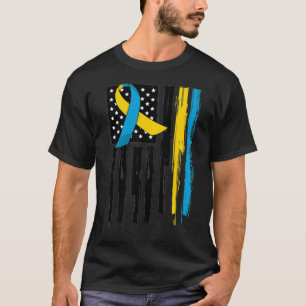 Down Syndrome Awareness USA Flag Happy Graphic Pul T-shirt