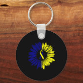 Down Syndrome Awareness Zonnebloem Ondersteuning Sleutelhanger (Voorkant)