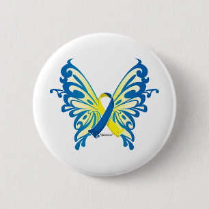 Down Syndrome Butterfly Ribbon Ronde Button 5,7 Cm