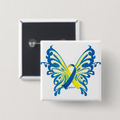 Down Syndrome Butterfly Ribbon Vierkante Button 5,1 Cm (Voorkant /achterkant)