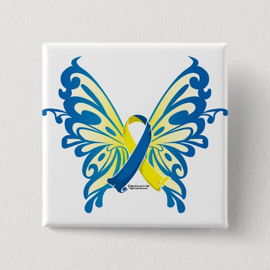 Down Syndrome Butterfly Ribbon Vierkante Button 5,1 Cm (Voorkant)