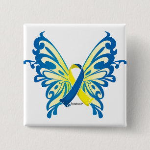 Down Syndrome Butterfly Ribbon Vierkante Button 5,1 Cm