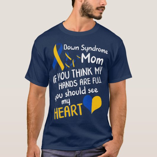 Down Syndrome mam Awareness Love Yellow Blue T-shirt (Voorkant)