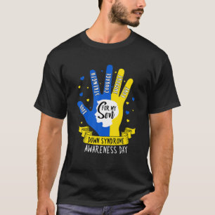 Down Syndrome mam Awareness Trisomy 21 Gold Blue R T-shirt