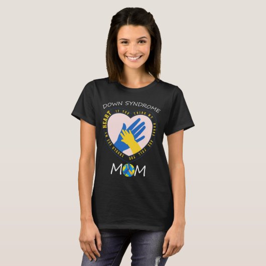 Down Syndrome mama Shirt, Gele Blue Ribbon Gift T-shirt (Voorkant volledig)