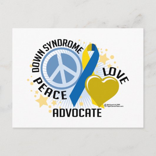 Down Syndrome Peace Love Advocate Briefkaart (Voorkant)