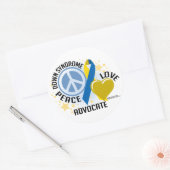 Down Syndrome Peace Love Advocate Ronde Sticker (Envelop)