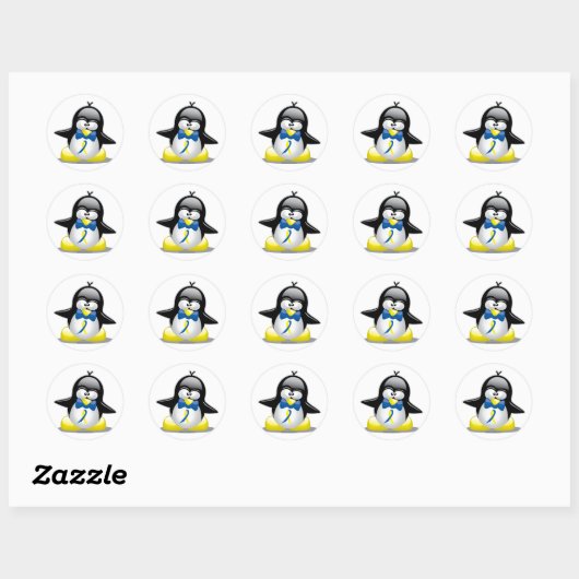 Down Syndrome Penguin Ronde Sticker (Vel)