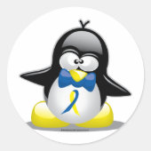 Down Syndrome Penguin Ronde Sticker (Voorkant)