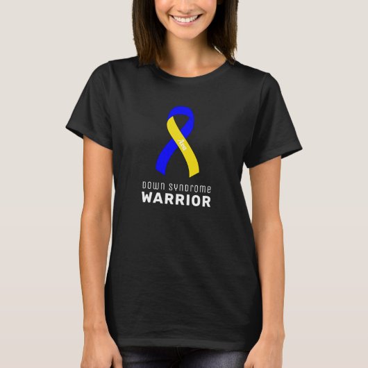 Down Syndrome Ribbon Black T-Shirt (Voorkant)