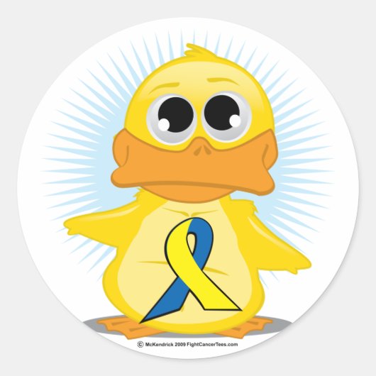 Down Syndrome Ribbon Duck Ronde Sticker (Voorkant)