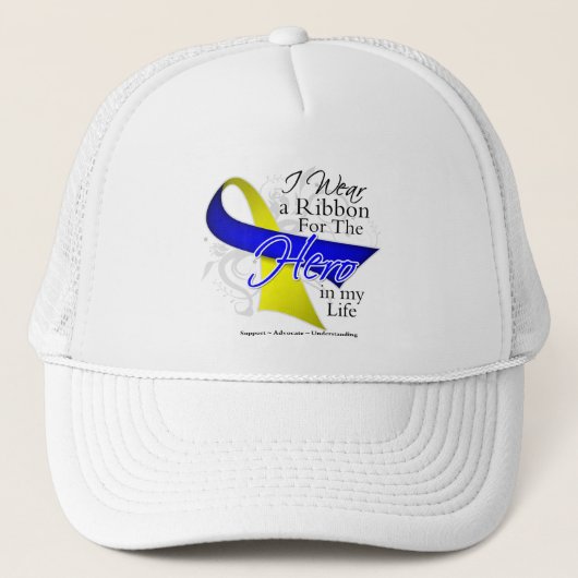 Down Syndrome Ribbon Hero in mijn leven Trucker Pet (Voorkant)