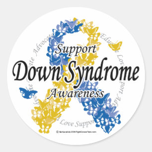 Down Syndrome Ribbon of Butterflies 2 Ronde Sticker
