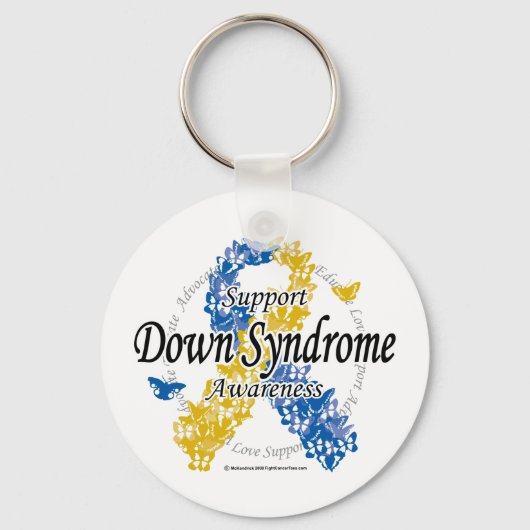 Down Syndrome Ribbon of Butterflies 2 Sleutelhanger (Voorkant)