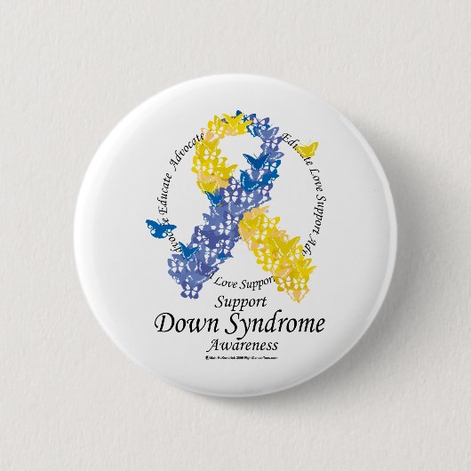Down Syndrome Ribbon of Butterflies Ronde Button 5,7 Cm (Voorkant)