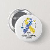Down Syndrome Ribbon of Butterflies Ronde Button 5,7 Cm (Voorkant /achterkant)