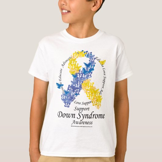 Down Syndrome Ribbon of Butterflies T-shirt (Voorkant)