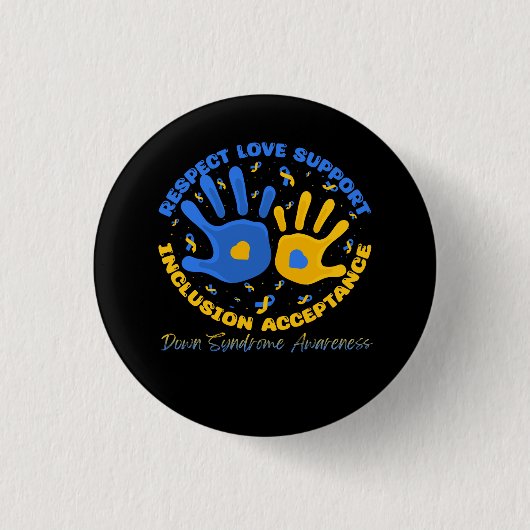 Down Syndrome Ribbon Support Awareness Inc Ronde Button 3,2 Cm (Voorkant)