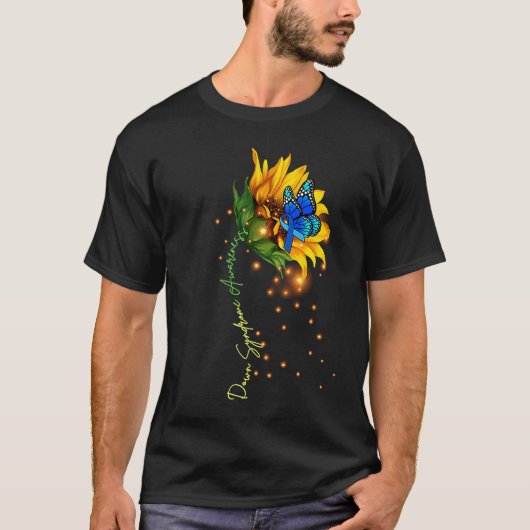 Down Syndrome Sunflower Yellow Blue Ribbon T-shirt (Voorkant)