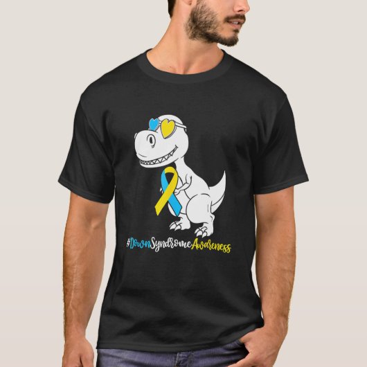 Down Syndrome T Rex Dinosaur, Boys Kinder Trisomy  T-shirt (Voorkant)