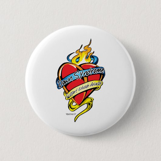 Down Syndrome Tattoo Heart Ronde Button 5,7 Cm (Voorkant)
