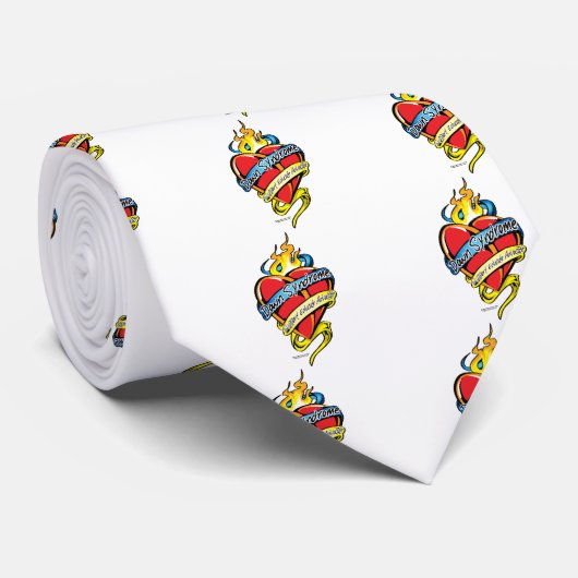 Down Syndrome Tattoo Heart Stropdas (Opgerold)