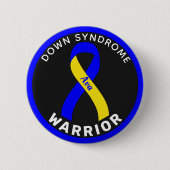 Down Syndrome Warrior Ribbon Black Button (Voorkant)