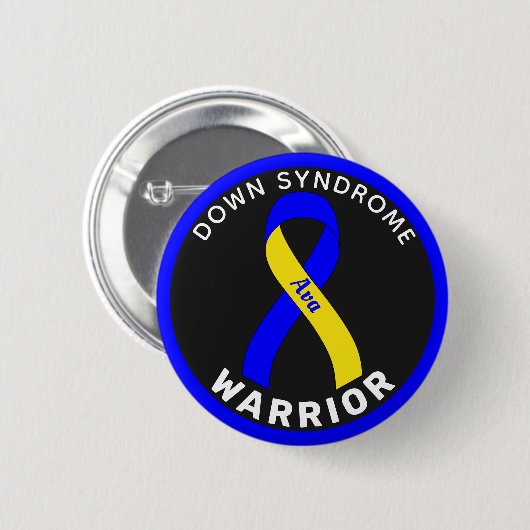 Down Syndrome Warrior Ribbon Black Button (Voorkant /achterkant)