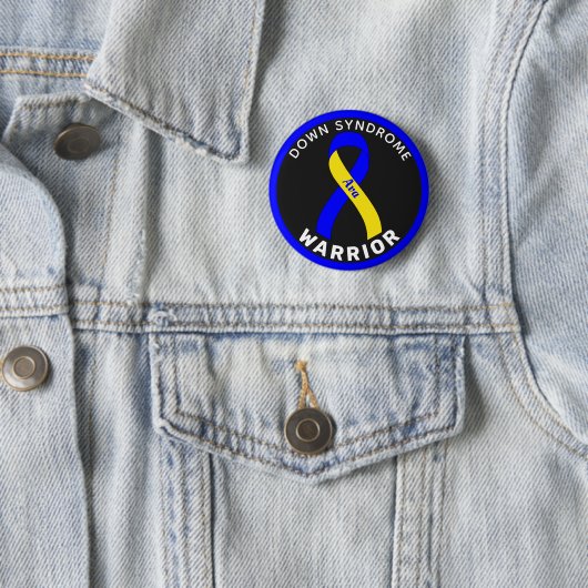 Down Syndrome Warrior Ribbon Black Button (In situ)