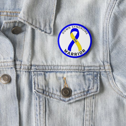 Down Syndrome Warrior Ribbon White Button (In situ)