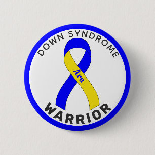 Down Syndrome Warrior Ribbon White Button