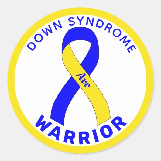 Down Syndrome Warrior Ribbon White Round Sticker (Voorkant)