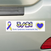 Down Syndroom Awareness Day Ribbon 3/21 Bumper Bumpersticker (Op auto)