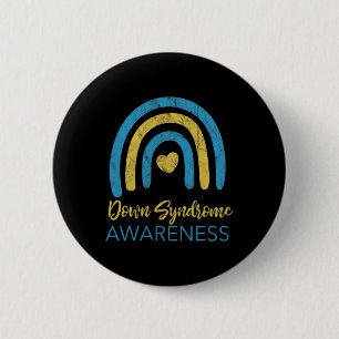 Down Syndroom Awareness Maand Retro Rainbow T21 Ronde Button 5,7 Cm