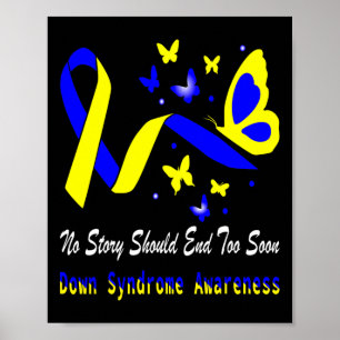 Down Syndroom Bewustzijn Blauwe en Gele Vlinder Poster