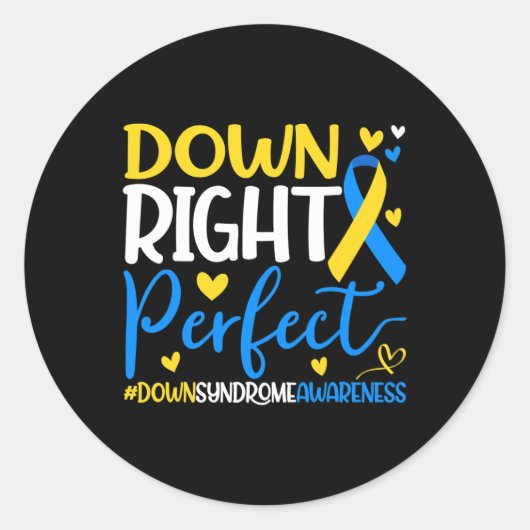 Down Syndroom Bewustzijn - Down Right Perfect Ronde Sticker (Voorkant)