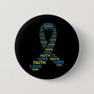 Down Syndroom Bewustzijn Hoop Geloven Liefde Turqu Ronde Button 5,7 Cm