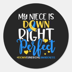 Down Syndroom Bewustzijn Mijn nichtje is down per Ronde Sticker