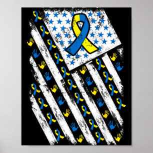 Down Syndroom Bewustzijn Usa Amerikaanse Vlag Mann Poster