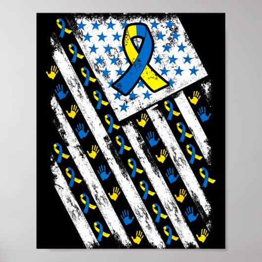 Down Syndroom Bewustzijn Usa Amerikaanse Vlag Mann Poster (Voorkant)