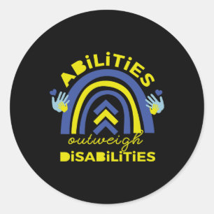 Down syndroom vaardigheden wegen op tegen handicap ronde sticker