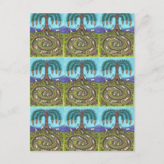 DOWN THE RABBIT HOLE, CARROT WILLOW TRELK FOLK ART BRIEFKAART (Voorkant)