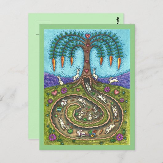DOWN THE RABBIT HOLE, CARROT WILLOW TRELK FOLK ART BRIEFKAART (Voorkant / Achterkant)