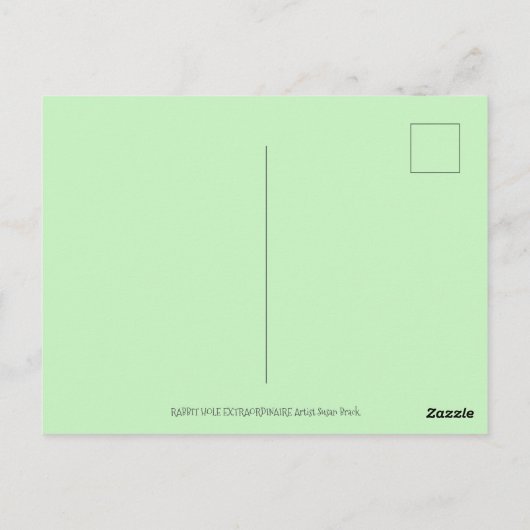 DOWN THE RABBIT HOLE, CARROT WILLOW TRELK FOLK ART BRIEFKAART (Achterkant)