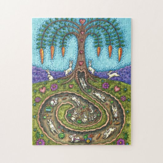 DOWN THE RABBIT HOLE, CARROT WILLOW TRELK FOLK ART LEGPUZZEL (Verticaal)