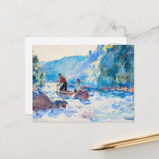 Down the Rapids van Frank Weston Benson Briefkaart (Voorkant / Achterkant in situ)