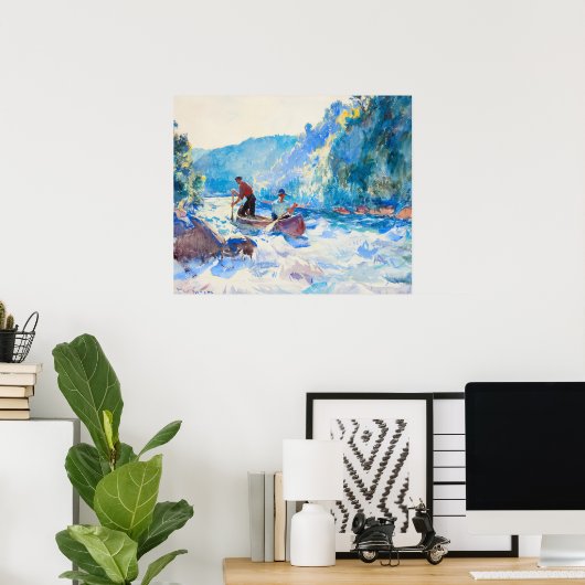 Down the Rapids van Frank Weston Benson Poster (Thuiskantoor)