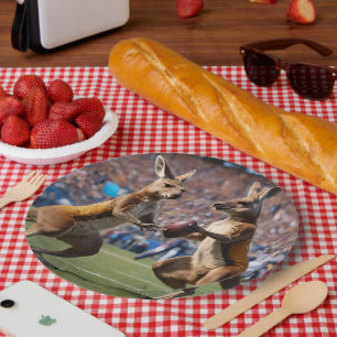 "Down Under Action: Kangoeroes spelen Australische Papieren Bordje